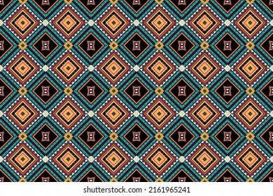 Ikat Resumen del patrón de tejido sin fisuras del vector tribal. Ilustraciones, vectores de material tribal 
Diseño tradicional para la industria del fondo de la textil de la alfombra de papel envolvente para impresión