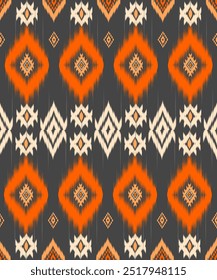  Ikat  abstract Vector Geometric ethnic  tribal .Damask seamless pattern traditional Aztec style Design for background ,Capet,wall paper,clothing, wrapping,batik ,fabric , embroidery . Other design.
