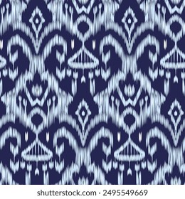 Ikat, Adras - seamless ethnic pattern. Uzbekistan, Tajikistan, Boho, Asia. Vector Illustration for greeting cards, printing for textile design, wallpaper, surface textures