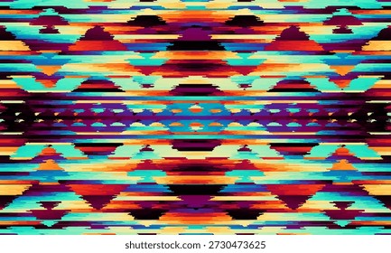 Ikat, Adras nahtlose ethnische Muster. Usbekistan, Tadschikistan, Boho, Asien Vektorgrafik für Grußkarten, Stoffdruck, Tapeten, Oberflächenstrukturen