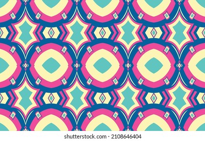 Ikat Art African Seamless Pattern Indian Stock . Design for print. carpet, wallpaper, clothing, wrapping, fabric, cover, textile