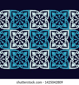 Ikat. Art seamless pattern. Ethnic print. Multicolored. Boho. Traditional ornament. Folk motif. Vector geometric background. Can be used for social media, posters, email, print, ads designs.
