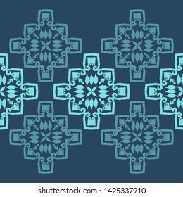 Ikat. Art seamless pattern. Ethnic print. Multicolored. Boho. Traditional ornament. Folk motif. Vector geometric background. Can be used for social media, posters, email, print, ads designs.