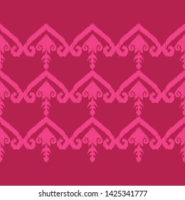 Ikat. Art seamless pattern. Ethnic print. Multicolored. Boho. Traditional ornament. Folk motif. Vector geometric background. Can be used for social media, posters, email, print, ads designs.