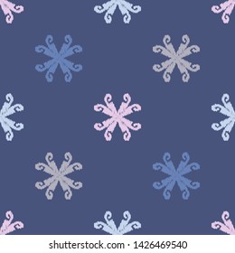 Ikat. Art seamless pattern. Ethnic print. Multicolored. Boho. Traditional ornament. Folk motif. Vector geometric background. Can be used for social media, posters, email, print, ads designs.