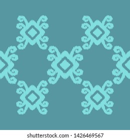 Ikat. Art seamless pattern. Ethnic print. Multicolored. Boho. Traditional ornament. Folk motif. Vector geometric background. Can be used for social media, posters, email, print, ads designs.
