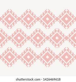 Ikat. Art seamless pattern. Ethnic print. Multicolored. Boho. Traditional ornament. Folk motif. Vector geometric background. Can be used for social media, posters, email, print, ads designs.