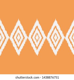Ikat. Art seamless pattern. Ethnic print. Multicolored. Boho. Traditional ornament. Folk motif. Vector geometric background. Can be used for social media, posters, email, print, ads designs.