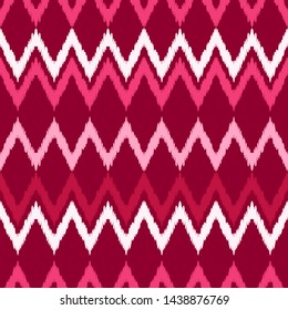 Ikat. Art seamless pattern. Ethnic print. Multicolored. Boho. Traditional ornament. Folk motif. Vector geometric background. Can be used for social media, posters, email, print, ads designs.