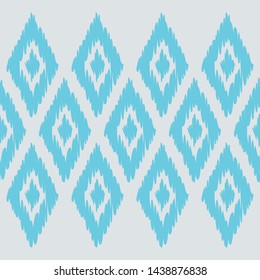 Ikat. Art seamless pattern. Ethnic print. Multicolored. Boho. Traditional ornament. Folk motif. Vector geometric background. Can be used for social media, posters, email, print, ads designs.