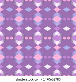Ikat. Art seamless pattern. Ethnic print. Multicolored. Boho. Traditional ornament. Folk motif. Vector geometric background. Can be used for social media, posters, email, print, ads designs.