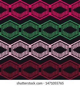 Ikat. Art seamless pattern. Ethnic print. Multicolored. Boho. Traditional ornament. Folk motif. Vector geometric background. Can be used for social media, posters, email, print, ads designs.