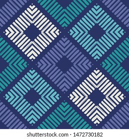 Ikat. Art seamless pattern. Ethnic print. Multicolored. Boho. Traditional ornament. Folk motif. Vector geometric background. Can be used for social media, posters, email, print, ads designs.