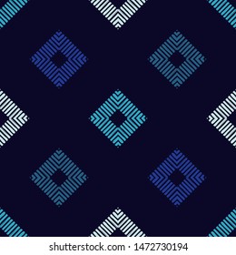Ikat. Art seamless pattern. Ethnic print. Multicolored. Boho. Traditional ornament. Folk motif. Vector geometric background. Can be used for social media, posters, email, print, ads designs.