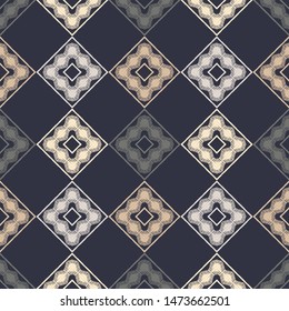 Ikat. Art seamless pattern. Ethnic print. Multicolored. Boho. Traditional ornament. Folk motif. Vector geometric background. Can be used for social media, posters, email, print, ads designs.