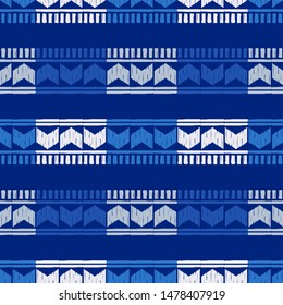 Ikat. Art seamless pattern. Ethnic print. Boho. Traditional ornament. Vector geometric background. Can be used for social media, posters, email, print, ads designs.