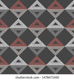 Ikat. Art seamless pattern. Ethnic print. Boho. Traditional ornament. Vector geometric background. Can be used for social media, posters, email, print, ads designs.