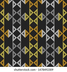 Ikat. Art seamless pattern. Ethnic print. Boho. Traditional ornament. Vector geometric background. Can be used for social media, posters, email, print, ads designs.
