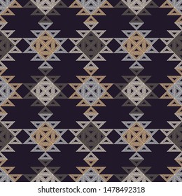 Ikat. Art seamless pattern. Ethnic print. Boho. Traditional ornament. Vector geometric background. Can be used for social media, posters, email, print, ads designs.