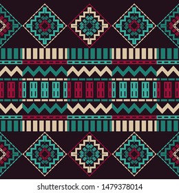 Ikat. Art seamless pattern. Ethnic print. Boho. Traditional ornament. Vector geometric background. Can be used for social media, posters, email, print, ads designs.