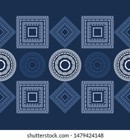 Ikat. Art seamless pattern. Ethnic print. Boho. Traditional ornament. Vector geometric background. Can be used for social media, posters, email, print, ads designs.