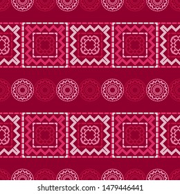 Ikat. Art seamless pattern. Ethnic print. Boho. Traditional ornament. Vector geometric background. Can be used for social media, posters, email, print, ads designs.