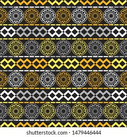 Ikat. Art seamless pattern. Ethnic print. Boho. Traditional ornament. Vector geometric background. Can be used for social media, posters, email, print, ads designs.
