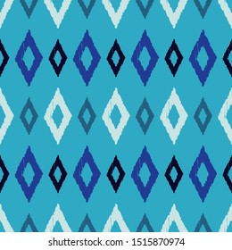 Ikat. Art seamless pattern. Ethnic print. Multicolored. Boho. Folk motif. Vector geometric background. Can be used for social media, posters, email, print, ads designs.