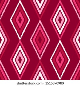 Ikat. Art seamless pattern. Ethnic print. Multicolored. Boho. Folk motif. Vector geometric background. Can be used for social media, posters, email, print, ads designs.