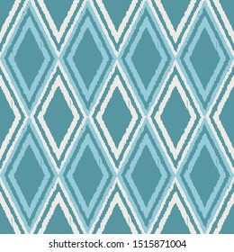 Ikat. Art seamless pattern. Ethnic print. Multicolored. Boho. Folk motif. Vector geometric background. Can be used for social media, posters, email, print, ads designs.