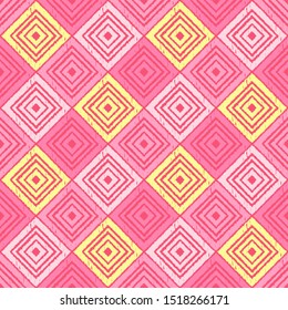 Ikat. Art seamless pattern. Ethnic print. Multicolored. Boho. Folk motif. Vector geometric background. Can be used for social media, posters, email, print, ads designs.