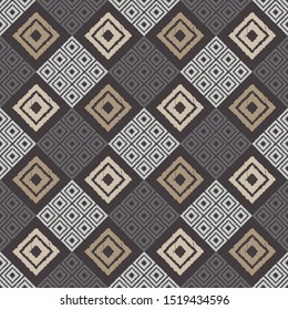 Ikat. Art seamless pattern. Ethnic print. Multicolored. Boho. Folk motif. Vector geometric background. Can be used for social media, posters, email, print, ads designs.