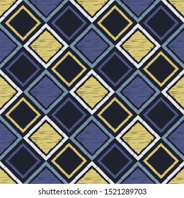 Ikat. Art seamless pattern. Ethnic print. Multicolored. Boho. Folk motif. Vector geometric background. Can be used for social media, posters, email, print, ads designs.