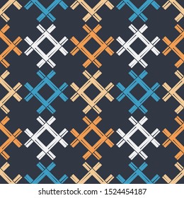  Ikat. Art seamless pattern. Ethnic print. Boho. Folk motif. Vector geometric background. Can be used for social media, posters, email, print, ads designs.