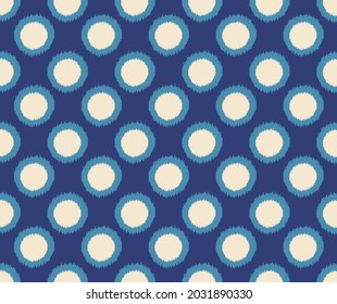 Ikat art seamless pattern. Tie-dye background. Traditional classic wallpaper. Folk style for fashion, interior, home decoration. Vector.