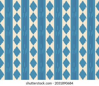 Ikat art seamless pattern. Tie-dye background. Traditional classic wallpaper. Folk style for fashion, interior, home decoration. Vector.