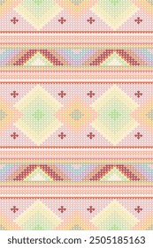 Ikat Aztec abstract geometric oriental traditional seamless pattern. Native Navajo embroidery element boho style design for fabric, clothing, ornament, background, wallpaper, decoration, border decor