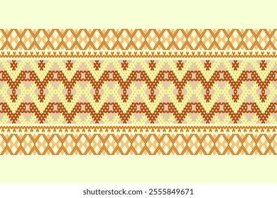 Ikat Aztec ethnic geometric embroidery abstract texture seamless pattern. Native geometry decorative design for fabric, clothing, wallpaper, background, border decor, interior, ornament, knitting 