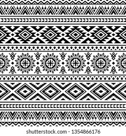 Ikat aztec ethnic pattern in black and white color. Indian, Native, Navajo, Inca design