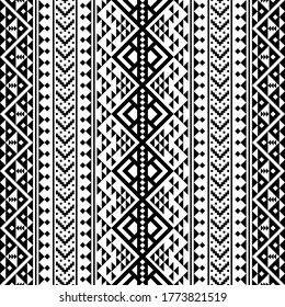 Ikat aztec ethnic pattern in black and white color. Indian, Native, Navajo, Inca design