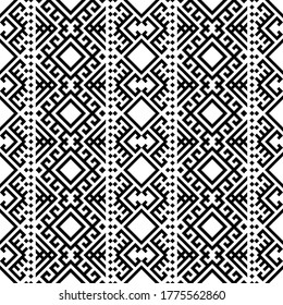 Ikat aztec ethnische Muster in schwarz-weißer Farbe. Indoan, Native, Navajo, Inka-Design