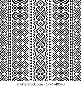 Ikat aztec ethnische Muster in schwarz-weißer Farbe. Indisch, Indianer, Indianer, Navajo, Inka-Design