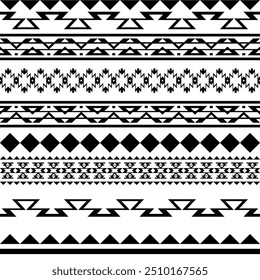 Ikat aztec ethnic pattern in black and white color. Indoan, Native, Navajo, Inca design