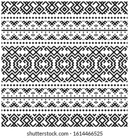 Ikat aztec ethnic pattern design vector. illustration of tribal motif design in black and white color
