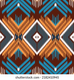 Ikat Aztec geometric folklore ornament. Seamless striped pattern in African style. Figure tribal embroidery. Folk pattern. design for background carpet wallpaper wrapping Batik fabric. Vector 