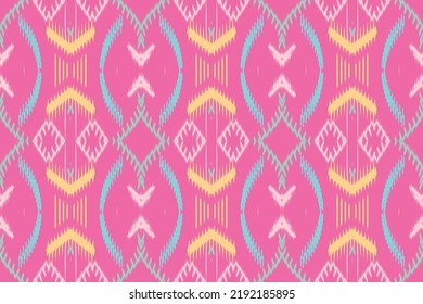 Ikat Aztec Indian seamless pattern design for fabric textile. tribal art Design for carpet, wallpaper, clothing, wrapping, batik, fabric, Vector illustration embroidery style in Ethnic themes.