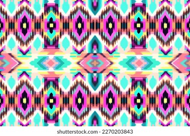 Ikat Aztec mexicano a la perfección patrón brillante fondo pastel. Resumen de la antigua antigua línea tribal de la antigua tradición folk tradicional. Ornate elegante retro vintage de lujo para tela textil.