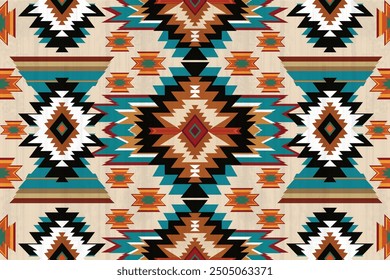 Ikat Aztec pattern seamless multicolor. Abstract traditional folk old ancient antique tribal ethnic graphic line, Carpet, Seamless, colorful Ikat Seamless 