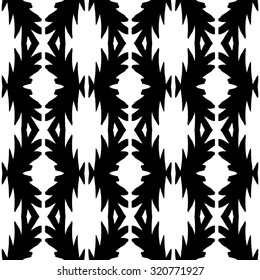 Ikat aztec pattern. Striped hand painted vector seamless pattern with ethnic and tribal motifs, zigzag lines, brushstrokes and splatters of paint in multiple bright colors. Vector illustration.