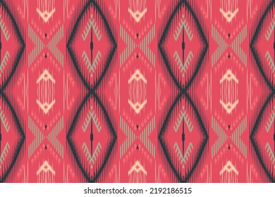 Ikat Aztec Tribal Art Ikat Ogee in traditional classic colorful Design for carpet, wallpaper, clothing, wrapping, batik, fabric, Vector illustration embroidery style in Ethnic themes.